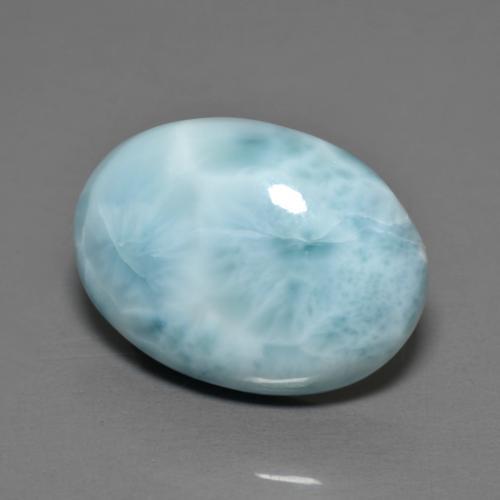 Larimar naturale blu da 6,89 ct, taglio ovale, opaco