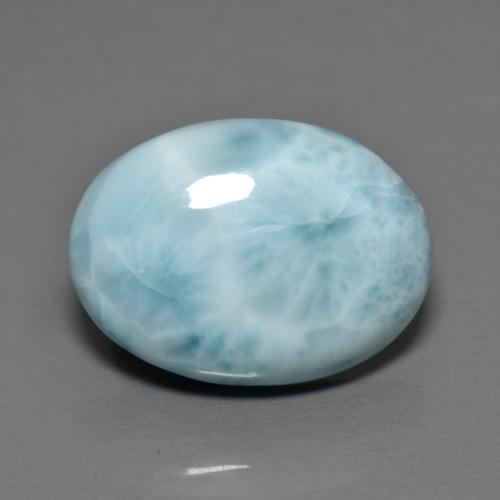 Larimar naturale blu da 6,89 ct, taglio ovale, opaco