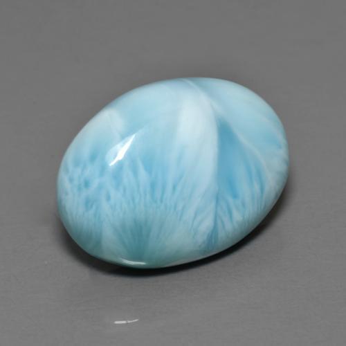 Larimar naturale blu da 7,14 ct, taglio ovale, opaco