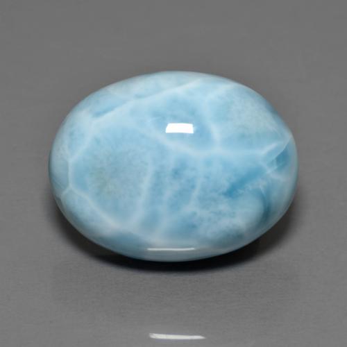 Larimar naturale blu da 9,48 ct, taglio ovale, opaco