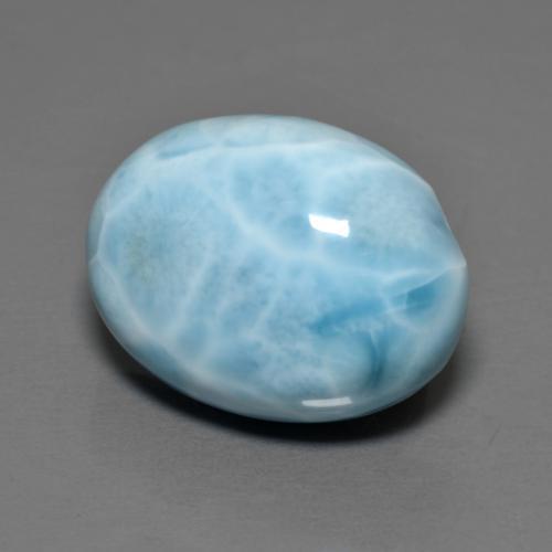 Larimar naturale blu da 9,48 ct, taglio ovale, opaco