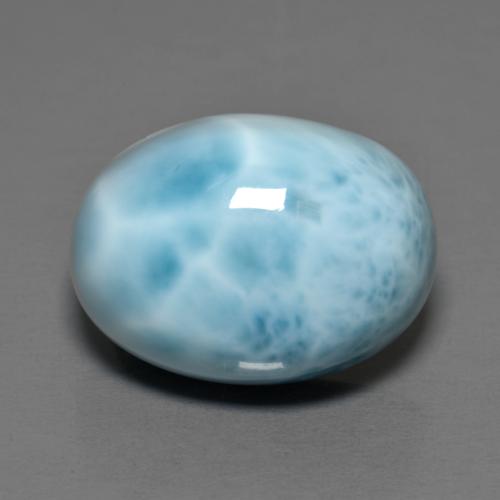 Larimar naturale blu da 11,92 ct, taglio ovale, opaco