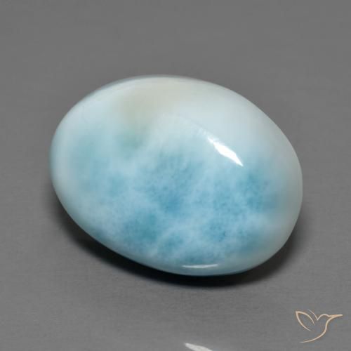 Larimar Azzurro cielo chiaro naturale da 9.71 ct, Ovale, Opaco