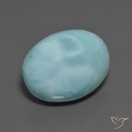 Larimar Azzurro cielo chiaro naturale da 9.13 ct, Ovale, Opaco