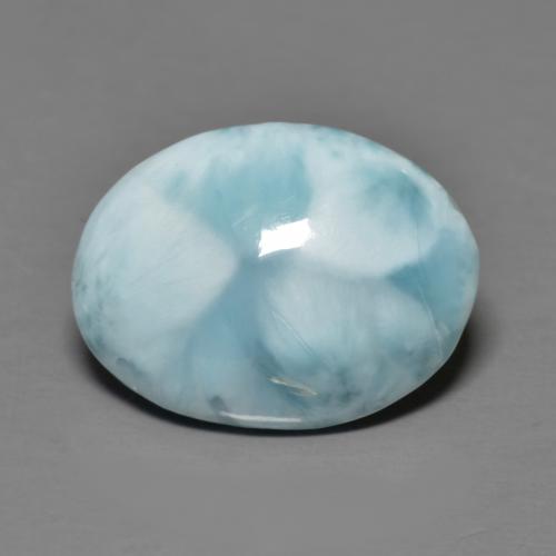 Larimar Blu verdastro chiaro naturale da 6.44 ct, Taglio ovale, Opaco