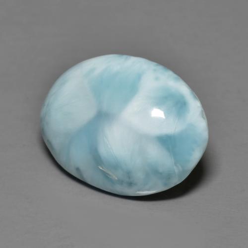 Larimar Blu verdastro chiaro naturale da 6.44 ct, Taglio ovale, Opaco