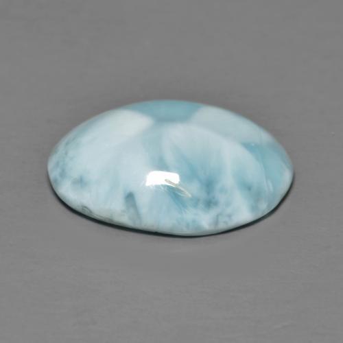 Larimar Blu verdastro chiaro naturale da 6.44 ct, Taglio ovale, Opaco