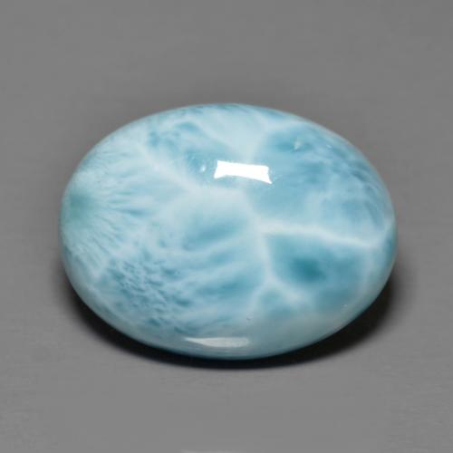Larimar blu chiaro naturale da 8,39 ct, taglio ovale, opaco