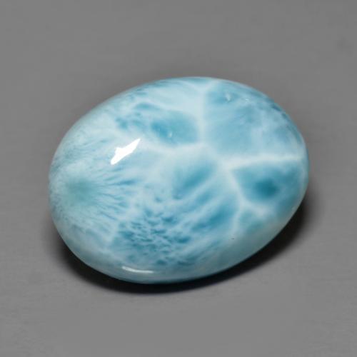 Larimar blu chiaro naturale da 8,39 ct, taglio ovale, opaco