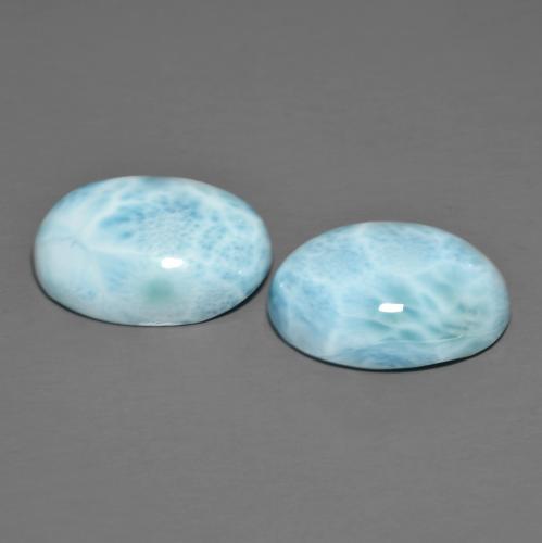 Gemme di Larimar Azzurro cielo chiaro naturale da 18.40 ct, Taglio ovale, Opaco