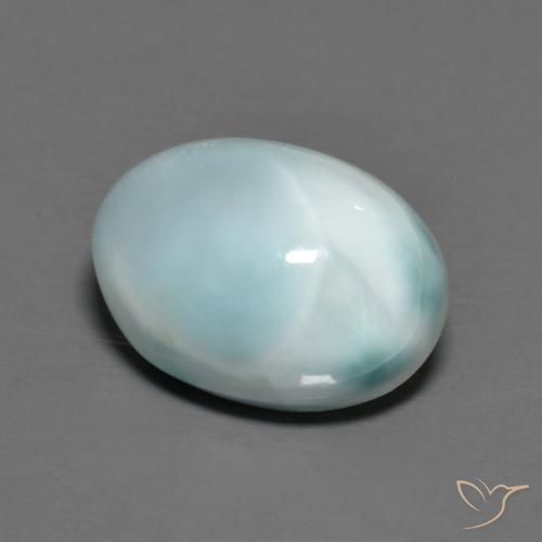 Larimar Azzurro cielo chiaro naturale da 7.68 ct, Ovale, Opaco