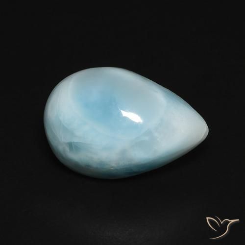 Larimar Verde bluastro chiaro naturale da 3.28 ct, Forma a pera, Opaco
