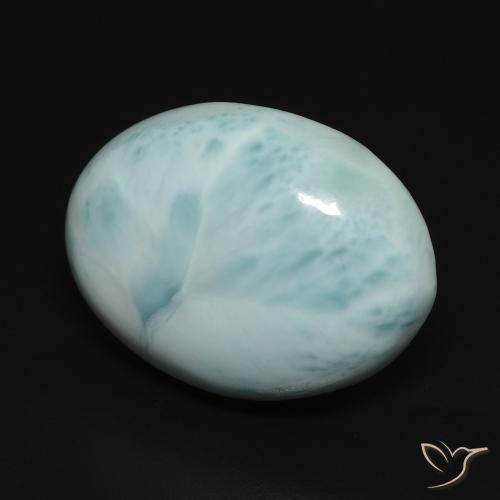 Larimar Blu verdastro chiaro naturale da 14.08 ct, Ovale, Opaco