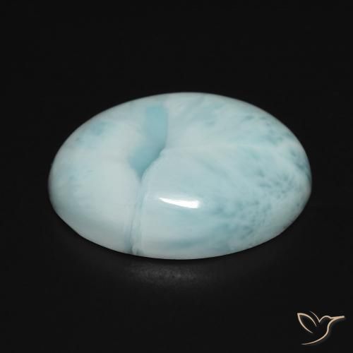 Larimar Blu verdastro chiaro naturale da 14.08 ct, Ovale, Opaco