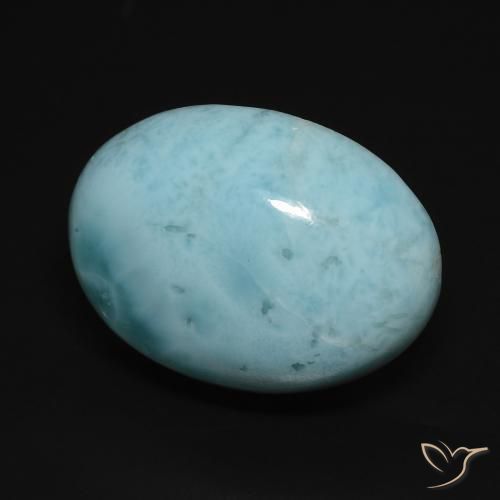 Larimar Azzurro cielo chiaro naturale da 17.70 ct, Ovale, Opaco