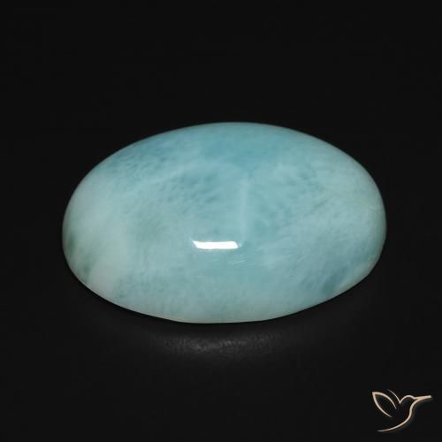 Larimar Blu verdastro chiaro naturale da 15.76 ct, Ovale, Opaco