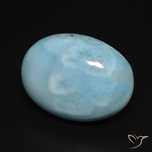Larimar Blu verdastro chiaro naturale da 16.50 ct, Ovale, Opaco