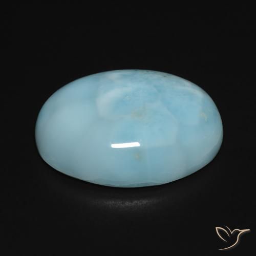 Larimar Blu verdastro chiaro naturale da 16.50 ct, Ovale, Opaco