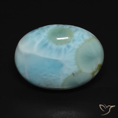 15.77ct Naturale Blu verdastro chiaro Larimar, Ovale, Opaco