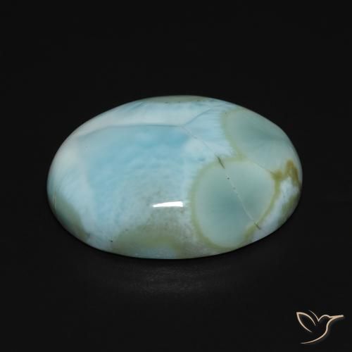 Larimar Blu verdastro chiaro naturale da 15.77 ct, Ovale, Opaco