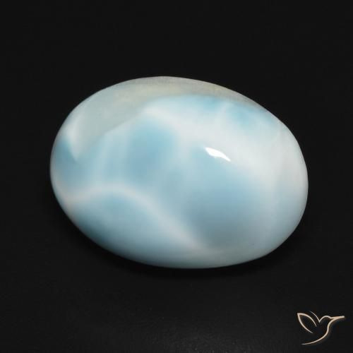 Larimar Blu verdastro chiaro naturale da 6.61 ct, Ovale, Opaco