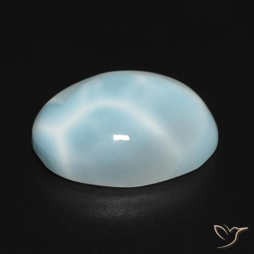 Larimar Blu verdastro chiaro naturale da 6.61 ct, Ovale, Opaco