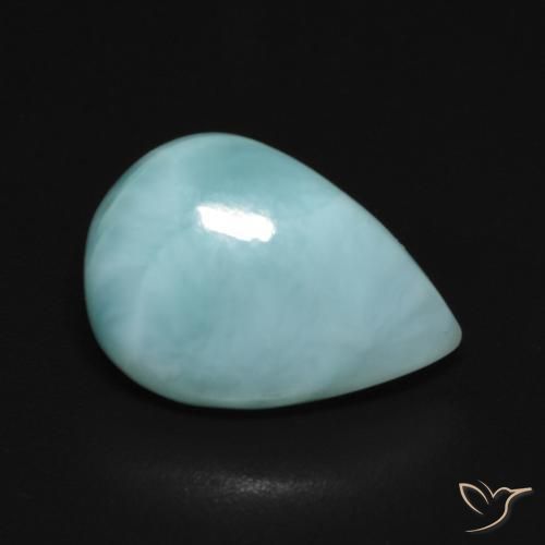Larimar Blu verde naturale da 3.35 ct, Forma a pera, Opaco