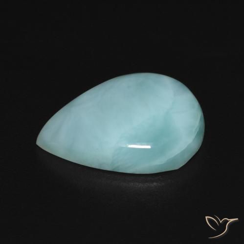 Larimar Blu verde naturale da 3.35 ct, Forma a pera, Opaco