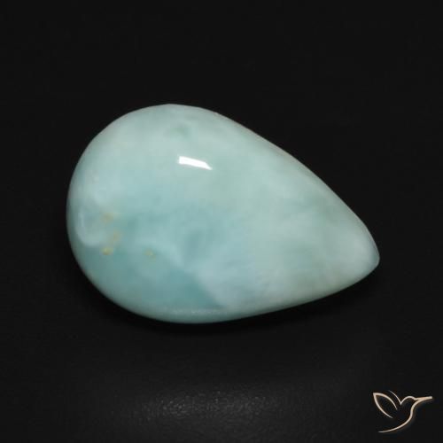Larimar Blu verdastro chiaro naturale da 3.74 ct, Forma a pera, Opaco