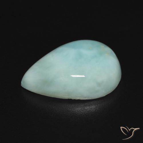 Larimar Blu verdastro chiaro naturale da 3.74 ct, Forma a pera, Opaco