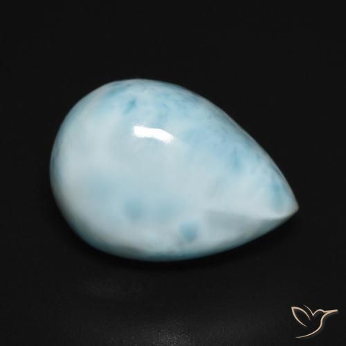 Larimar Blu verdastro chiaro naturale da 6.36 ct, Forma a pera, Opaco