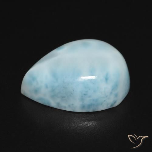 Larimar Blu verdastro chiaro naturale da 6.36 ct, Forma a pera, Opaco