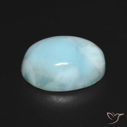 Larimar Blu verde naturale da 7.63 ct, Ovale, Opaco