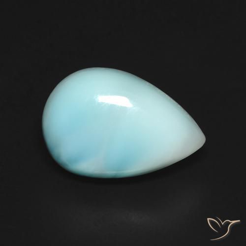 Larimar Blu verdastro chiaro naturale da 2.83 ct, Forma a pera, Opaco