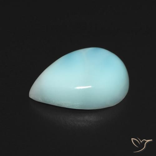 Larimar Blu verdastro chiaro naturale da 2.83 ct, Forma a pera, Opaco