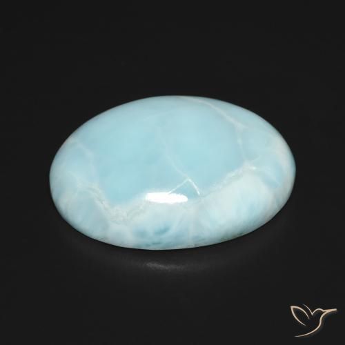 Larimar Blu verdastro chiaro naturale da 14.16 ct, Ovale, Opaco