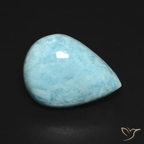 Larimar Blu verde naturale da 7.02 ct, Forma a pera, Opaco