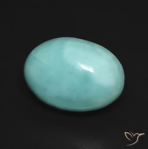 Larimar Verde bluastro chiaro naturale da 6.76 ct, Ovale, Opaco