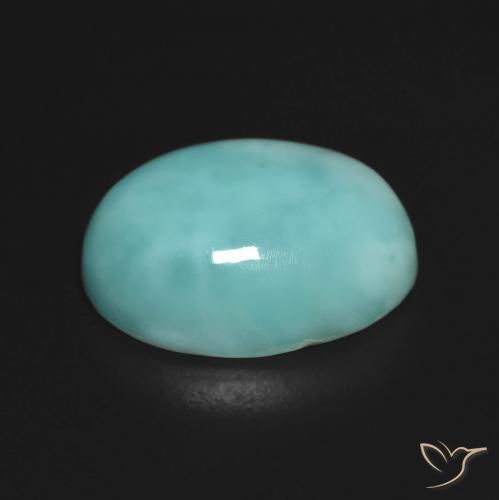 Larimar Verde bluastro chiaro naturale da 6.76 ct, Ovale, Opaco