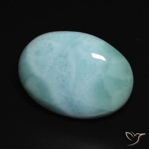 Larimar Blu verdastro chiaro naturale da 13.46 ct, Ovale, Opaco