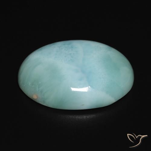 Larimar Blu verdastro chiaro naturale da 13.46 ct, Ovale, Opaco
