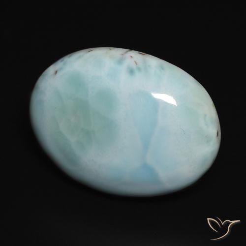 Larimar Blu verdastro chiaro naturale da 14.11 ct, Ovale, Opaco