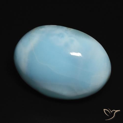 Larimar Verde bluastro chiaro naturale da 17.89 ct, Ovale, Opaco