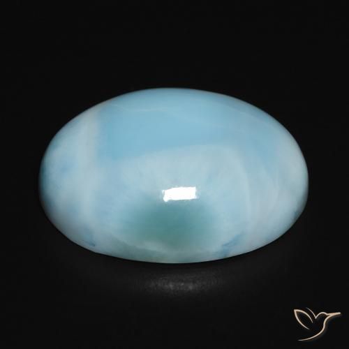Larimar Verde bluastro chiaro naturale da 17.89 ct, Ovale, Opaco