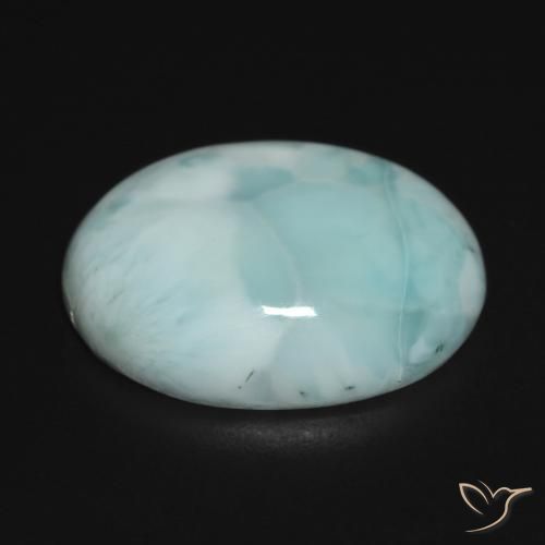 Larimar Blu verdastro chiaro naturale da 15.28 ct, Ovale, Opaco