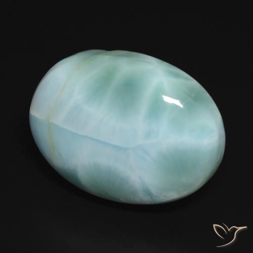 Larimar Blu verde naturale da 15.85 ct, Ovale, Opaco