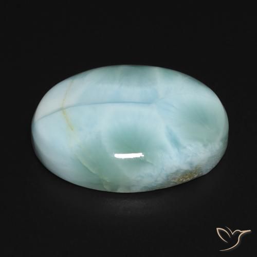 Larimar Blu verde naturale da 15.85 ct, Ovale, Opaco