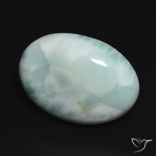 Larimar Verde bluastro chiaro naturale da 13.43 ct, Ovale, Opaco