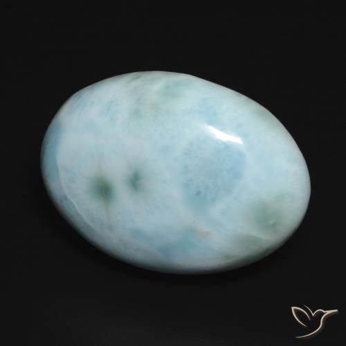 Larimar Blu verde naturale da 15.11 ct, Ovale, Opaco