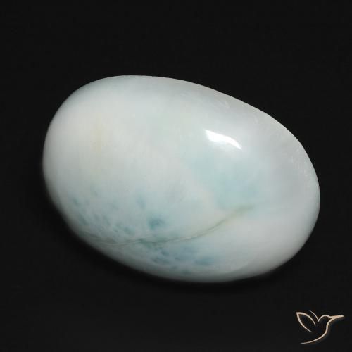 Larimar Blu verdastro chiaro naturale da 16.21 ct, Ovale, Opaco